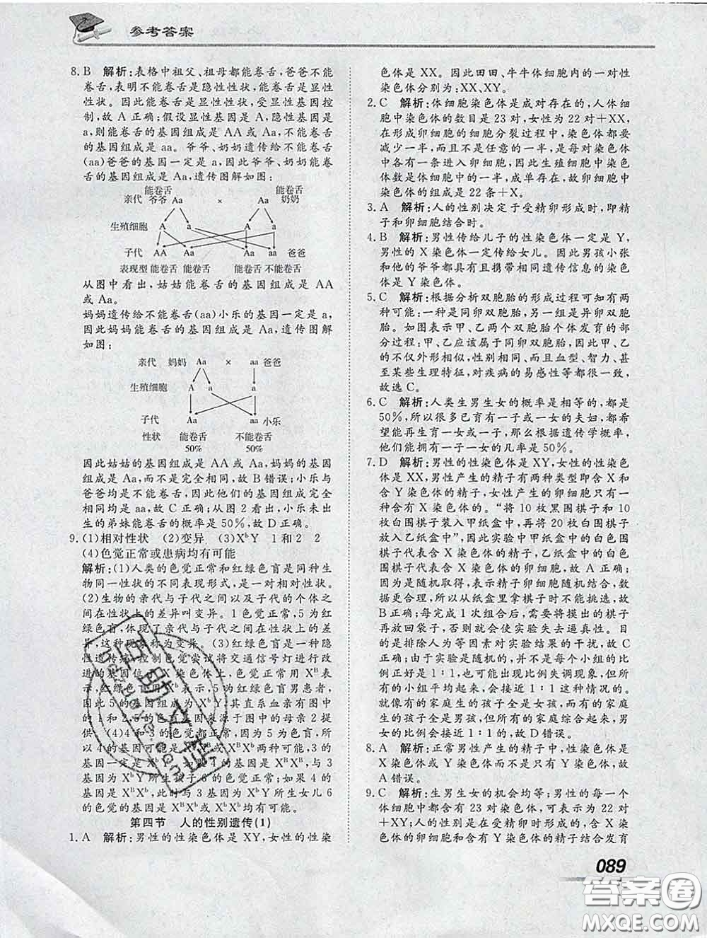 2020一川教育學考A+課堂檢測10分鐘八年級生物下冊人教版答案