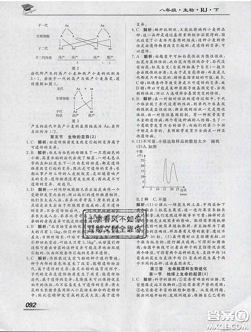 2020一川教育學考A+課堂檢測10分鐘八年級生物下冊人教版答案