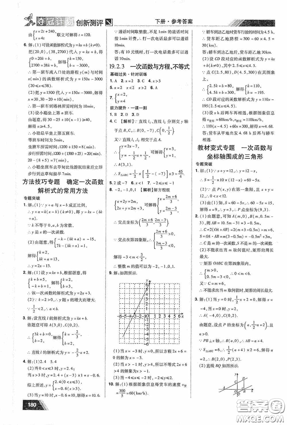 2020奪冠計劃初中創(chuàng)新測評八年級數(shù)學(xué)下冊人教版江西專版答案