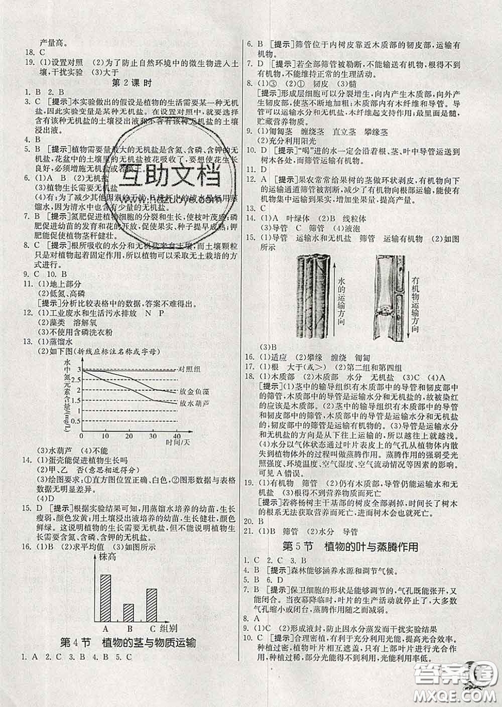 春雨教育2020春實(shí)驗(yàn)班提優(yōu)訓(xùn)練八年級(jí)科學(xué)下冊(cè)浙教版答案