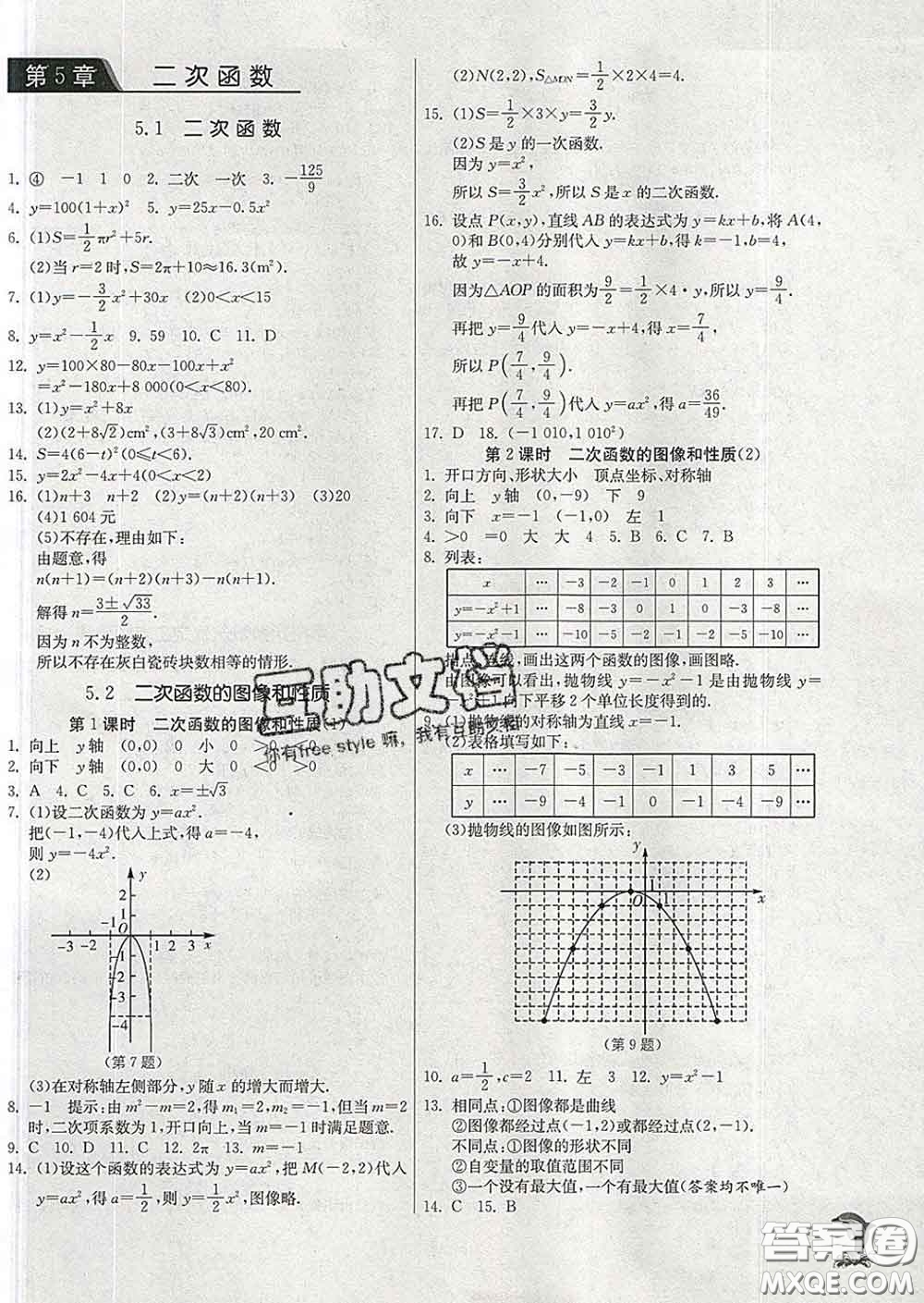 春雨教育2020春實(shí)驗(yàn)班提優(yōu)訓(xùn)練九年級(jí)數(shù)學(xué)下冊(cè)蘇科版答案