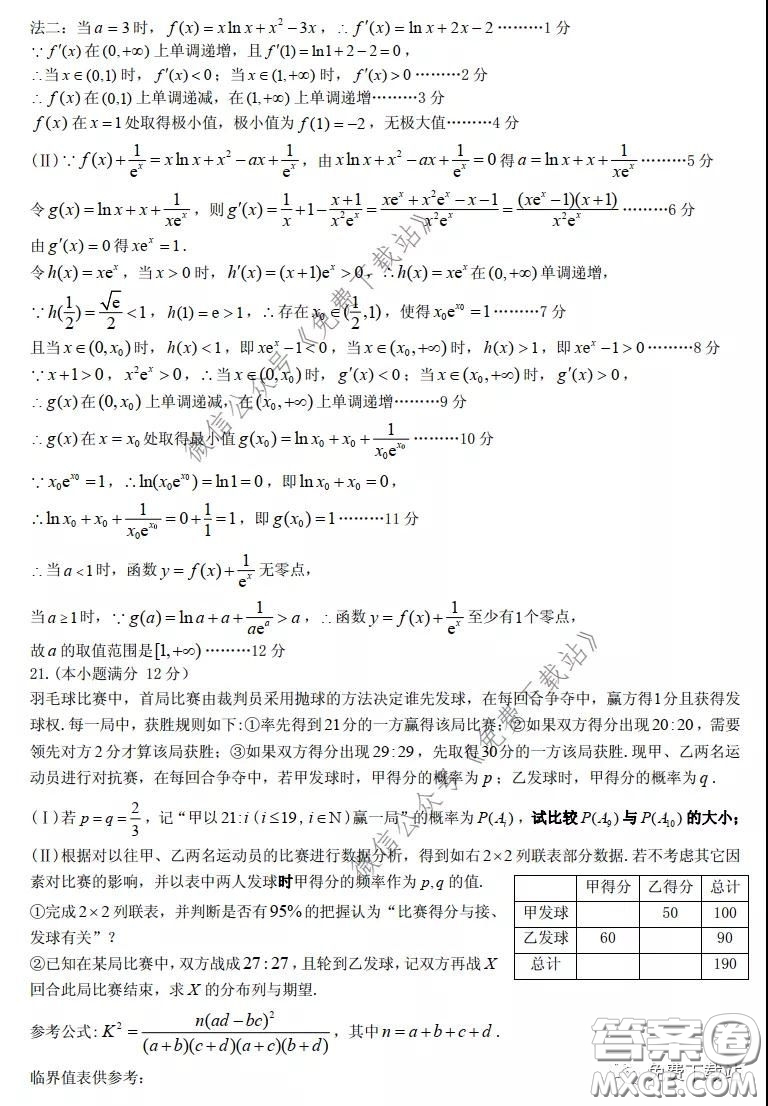 九江市2020屆第二次高考模擬統(tǒng)一考試?yán)砜茢?shù)學(xué)答案