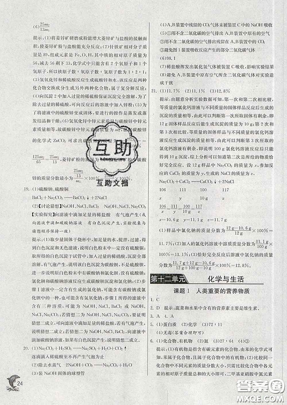 春雨教育2020春實驗班提優(yōu)訓練九年級化學下冊人教版答案