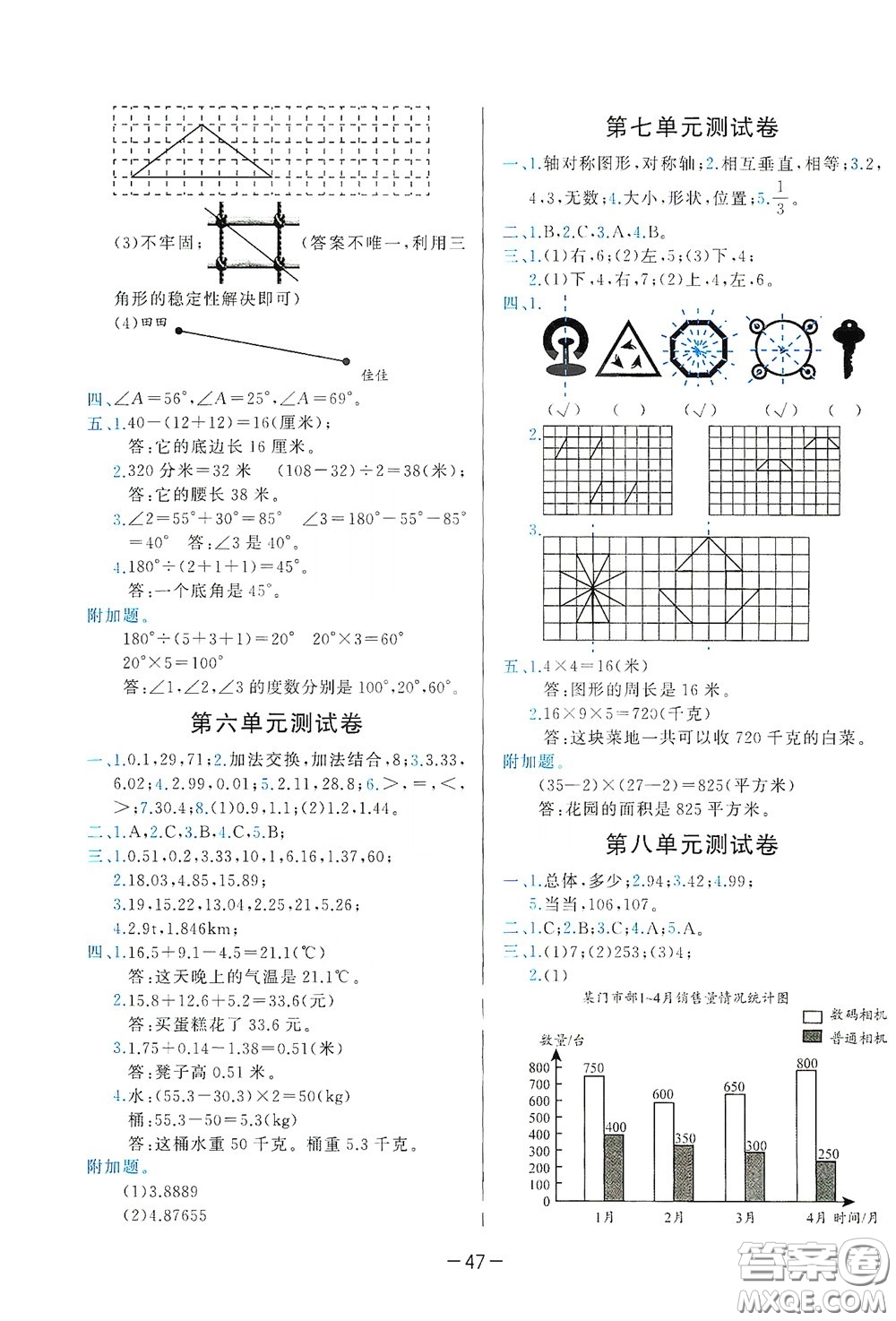 現(xiàn)代教育出版社2020學(xué)而思基本功同步練測試卷小學(xué)數(shù)學(xué)四年級下冊人教版答案