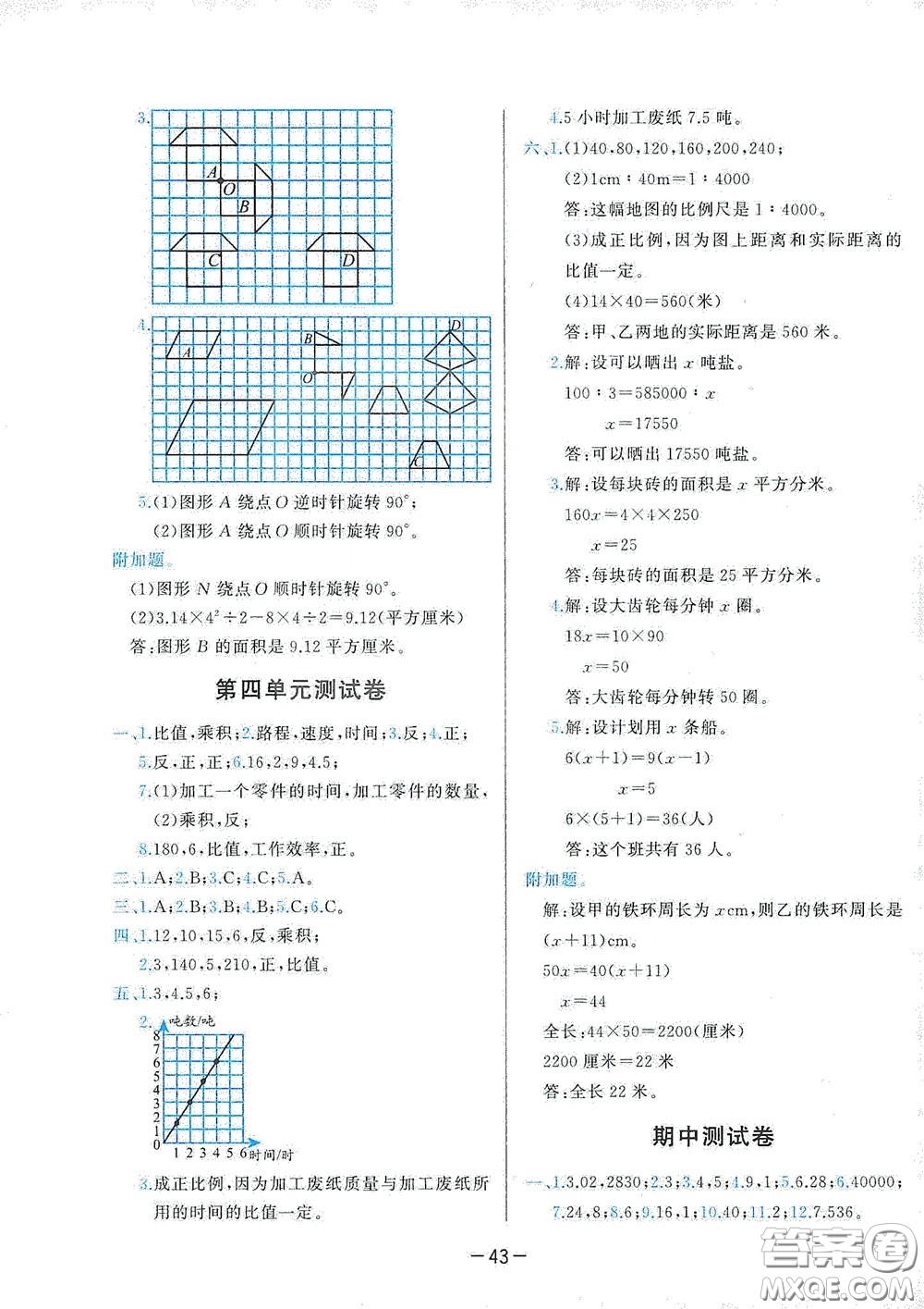 2020學而思基本功同步練測試卷小學數(shù)學六年級下冊北師大版答案