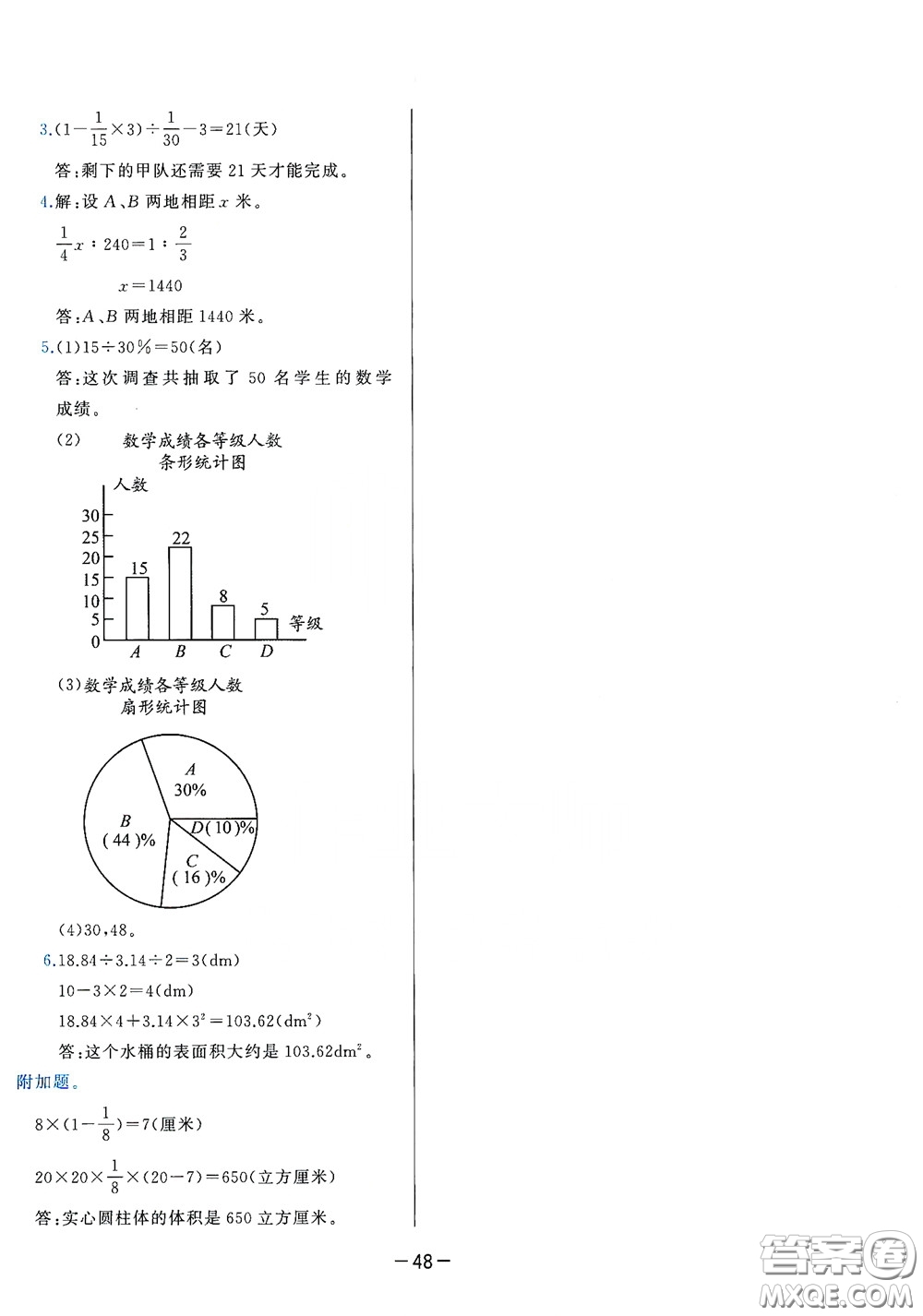 2020學而思基本功同步練測試卷小學數(shù)學六年級下冊北師大版答案