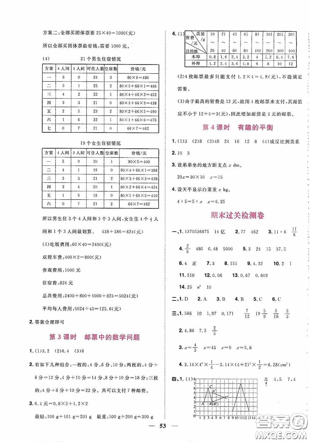 浙江教育出版社2020陽光同學(xué)課時達標(biāo)訓(xùn)練六年級數(shù)學(xué)下冊人教版浙江專版答案