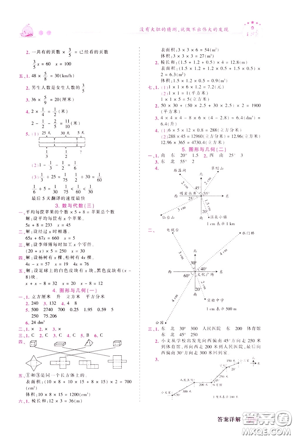 2020年王朝霞創(chuàng)維新課堂同步優(yōu)化訓(xùn)練數(shù)學(xué)五年級(jí)下冊(cè)BS北師版參考答案