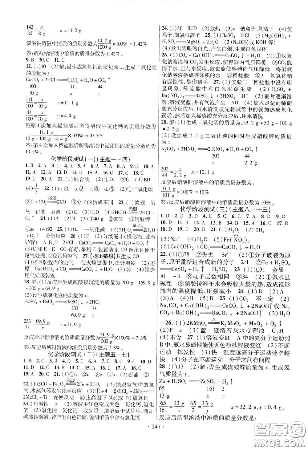 2020云南本土初中總復(fù)習(xí)掌控中考課外提升作業(yè)化學(xué)答案