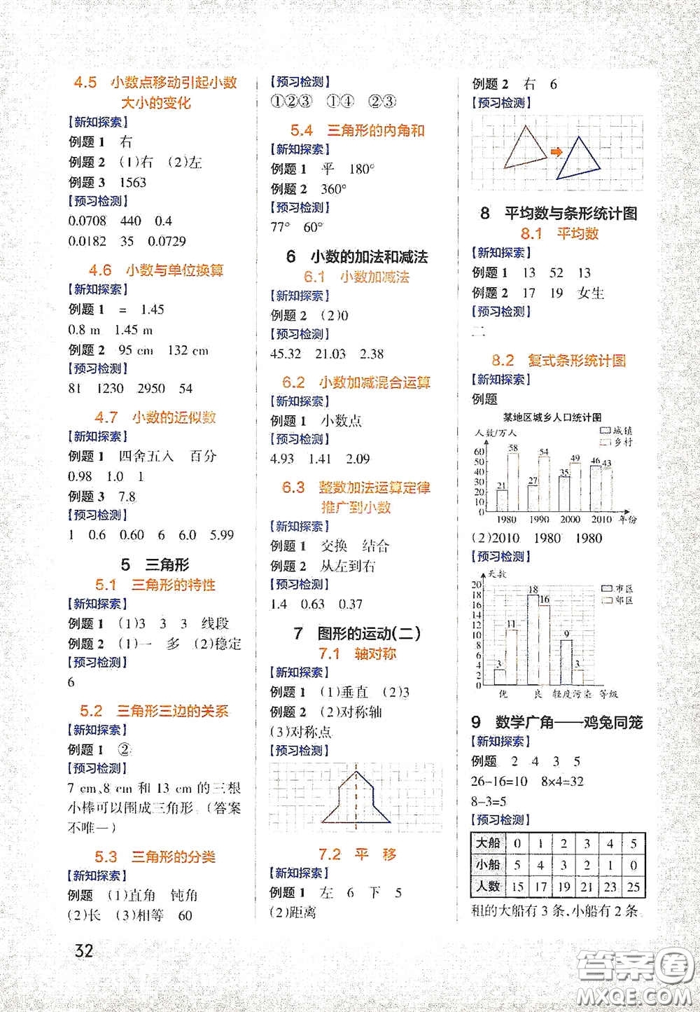 遼寧教育出版社2020小學(xué)學(xué)霸作業(yè)本高效預(yù)習(xí)冊(cè)數(shù)學(xué)四年級(jí)下冊(cè)人教版答案