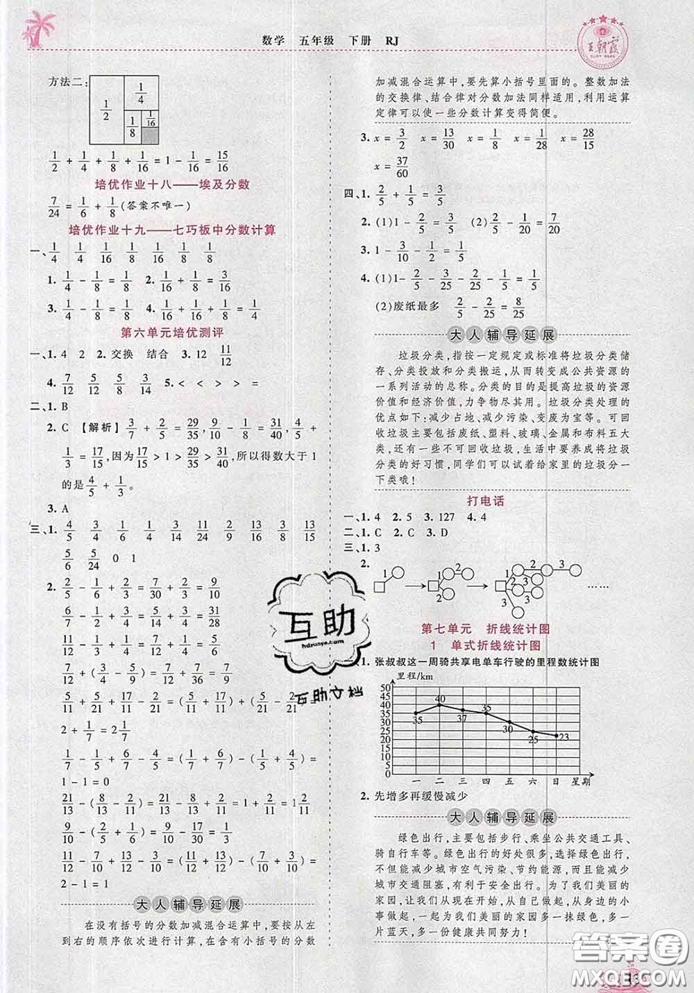 2020新版王朝霞德才兼?zhèn)渥鳂I(yè)創(chuàng)新設計五年級數(shù)學下冊人教版答案