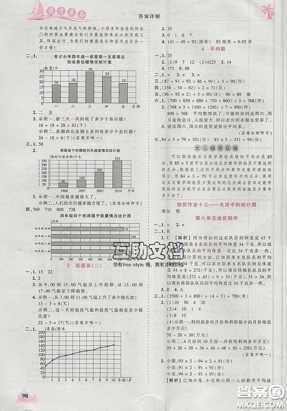 2020新版王朝霞德才兼?zhèn)渥鳂I(yè)創(chuàng)新設(shè)計(jì)四年級數(shù)學(xué)下冊北師版答案