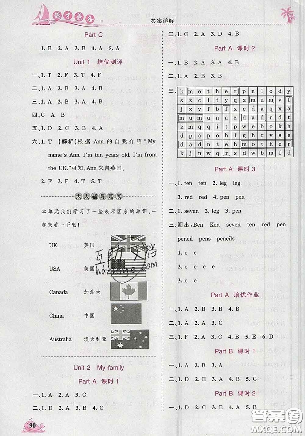 2020新版王朝霞德才兼?zhèn)渥鳂I(yè)創(chuàng)新設(shè)計三年級英語下冊人教版答案