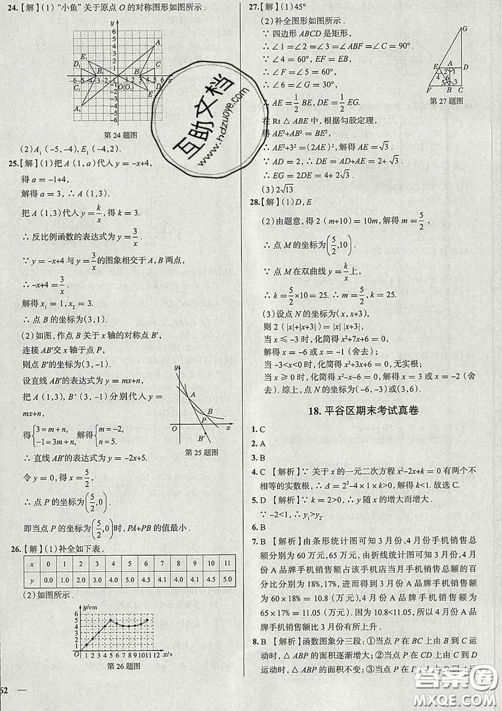 2020新版真題圈北京考生專用練考試卷八年級數學下冊答案