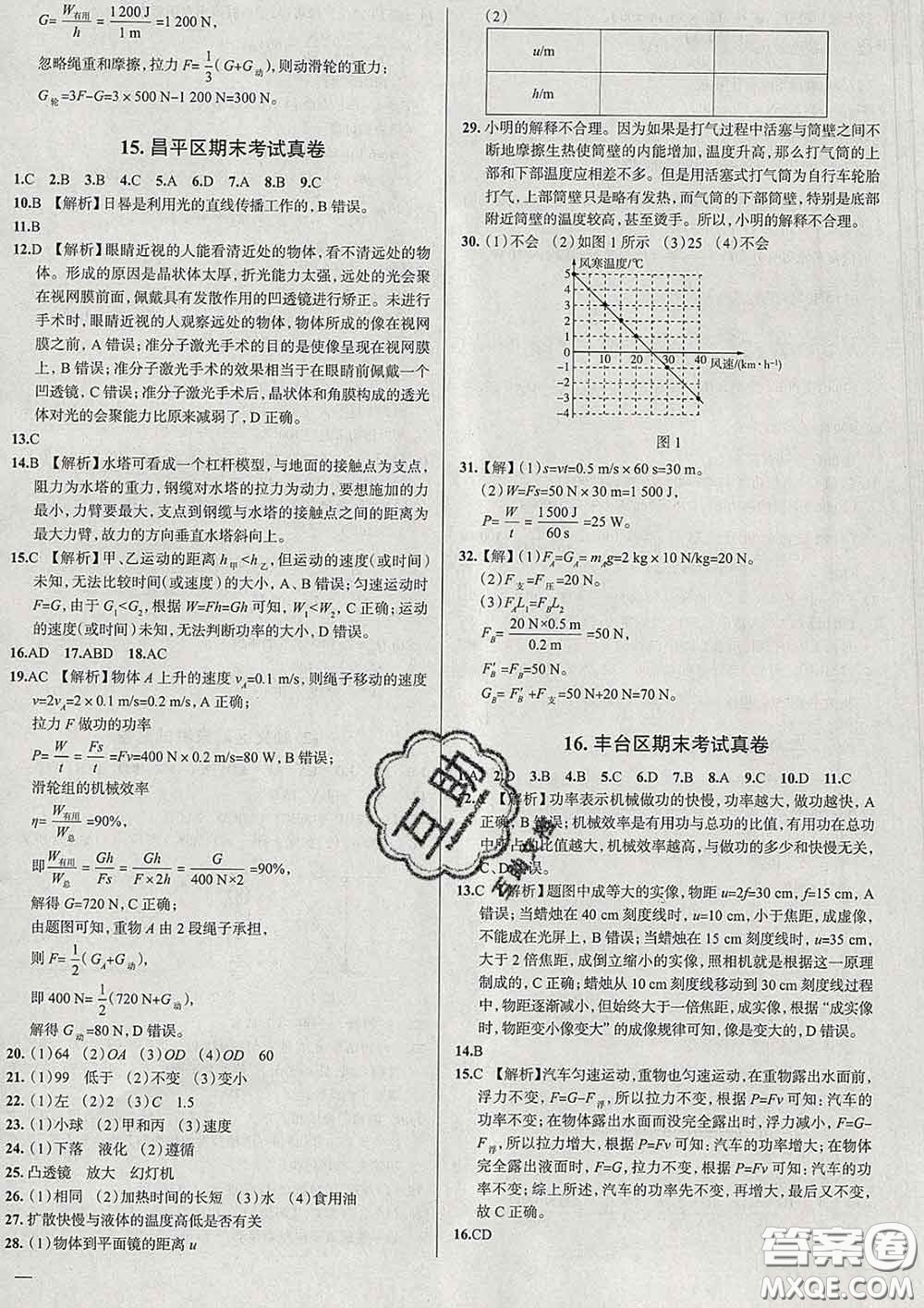 2020新版真題圈北京考生專用練考試卷八年級(jí)物理下冊(cè)答案