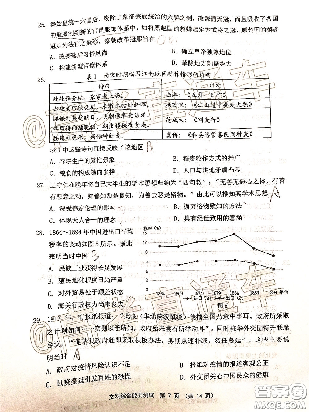 2020年5月寧德市普通高中畢業(yè)班質(zhì)量檢查文科綜合試題及參考答案