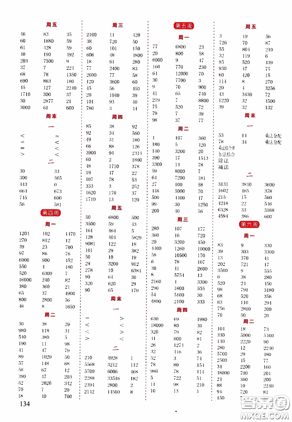 延邊人民出版社2020年小學(xué)生勵耘速算四年級下冊人教版浙江專版參考答案