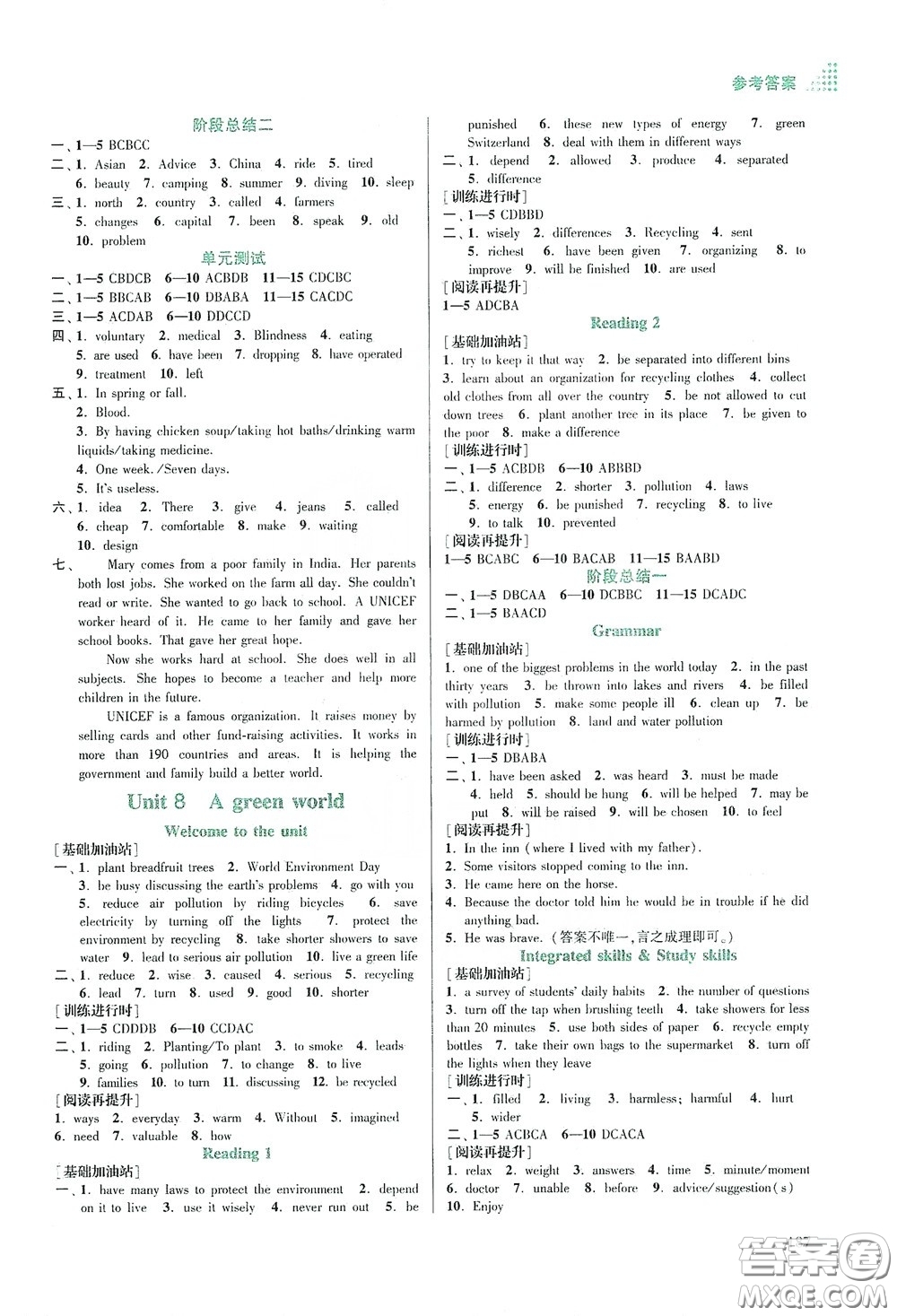 江蘇鳳凰美術出版社2020創(chuàng)新課時作業(yè)本八年級英語下冊江蘇版答案