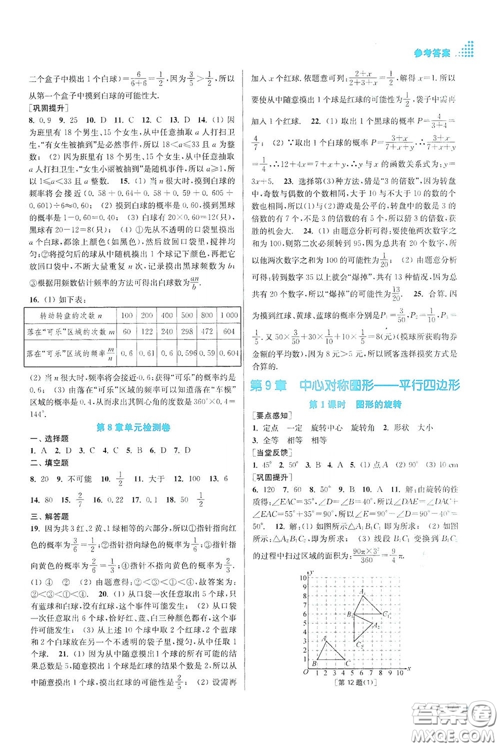 江蘇鳳凰美術(shù)出版社2020創(chuàng)新課時作業(yè)本八年級數(shù)學(xué)下冊江蘇版答案