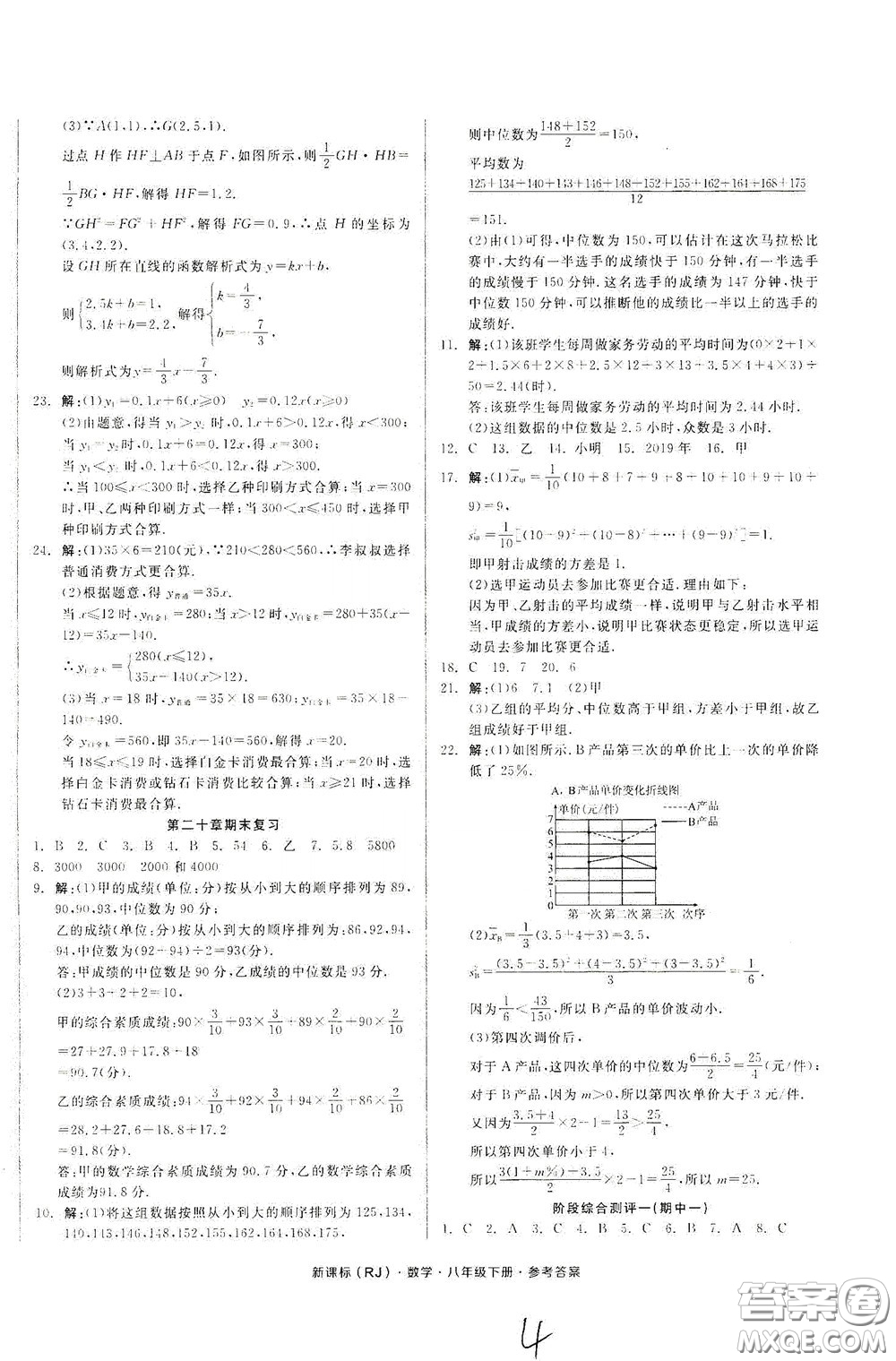 陽光出版社2020全品作業(yè)本八年級數(shù)學(xué)下冊新課標(biāo)人教版云南專版答案