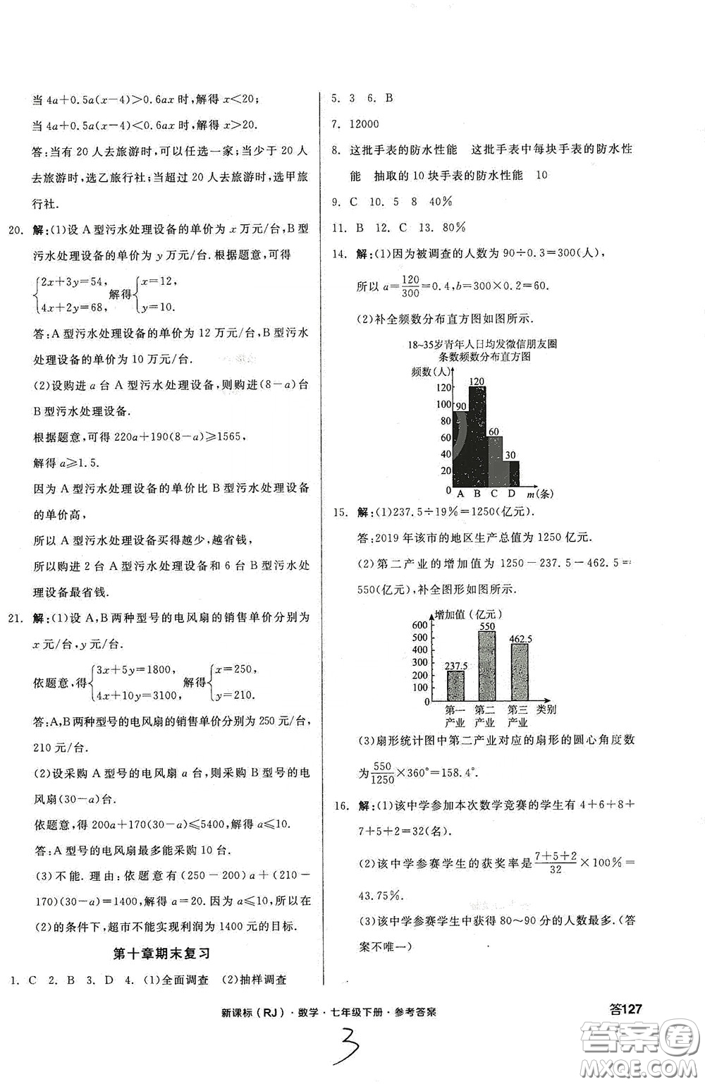 陽光出版社2020全品作業(yè)本七年級數(shù)學(xué)下冊新課標(biāo)人教版云南專版答案