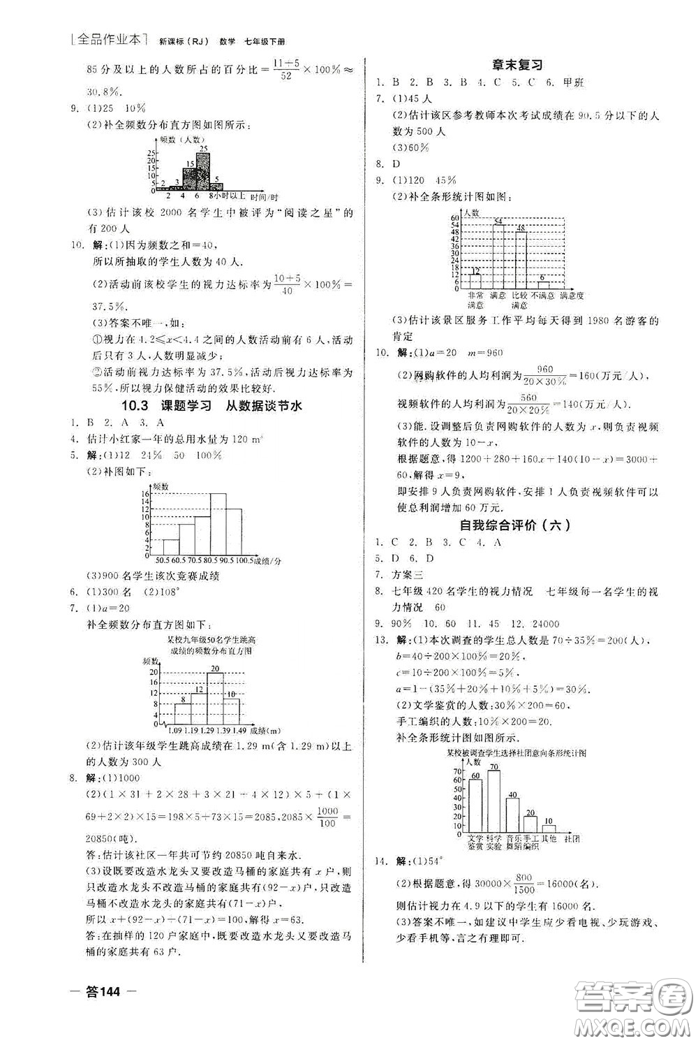 陽光出版社2020全品作業(yè)本七年級數(shù)學(xué)下冊新課標(biāo)人教版云南專版答案