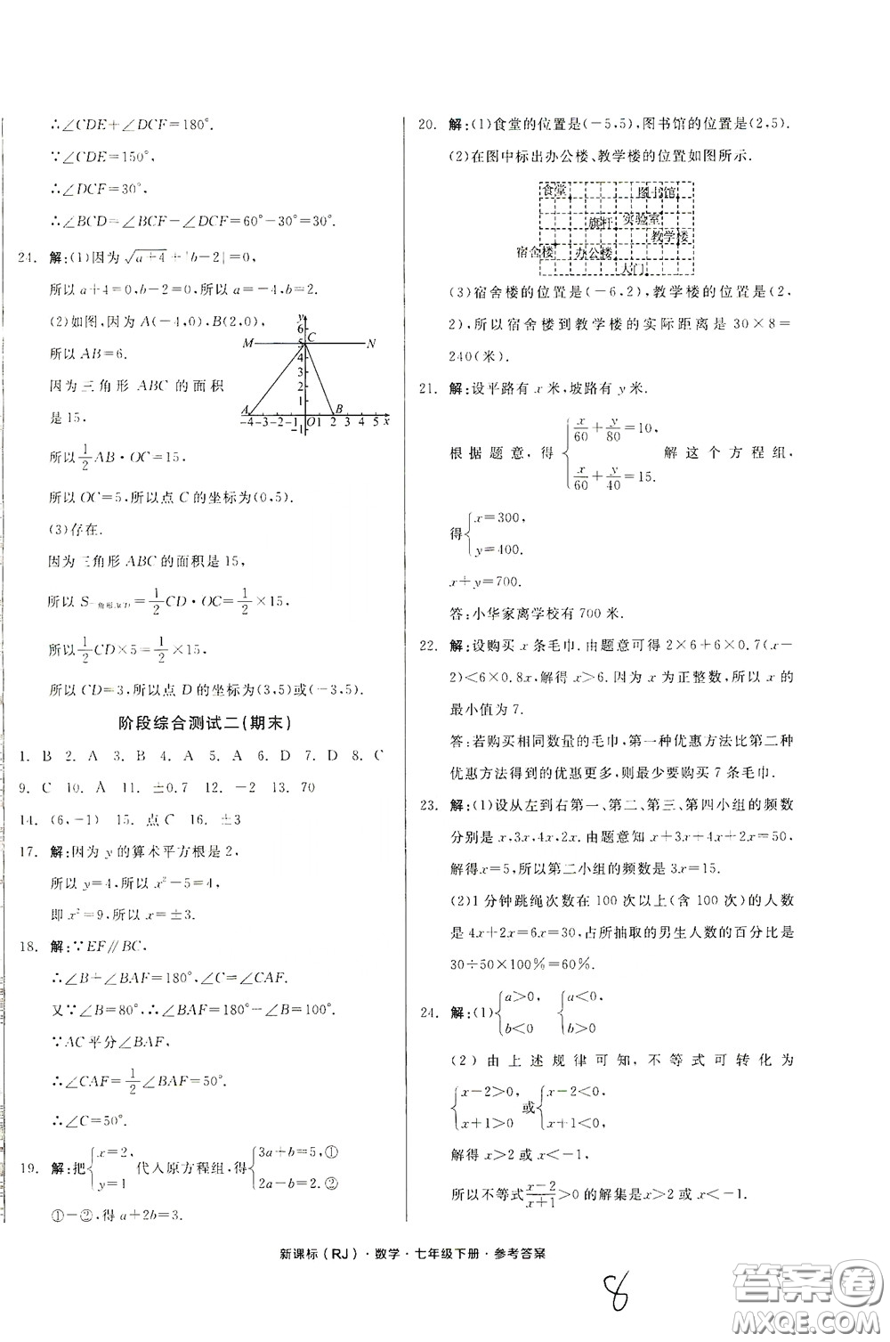 陽光出版社2020全品作業(yè)本七年級數(shù)學(xué)下冊新課標(biāo)人教版云南專版答案