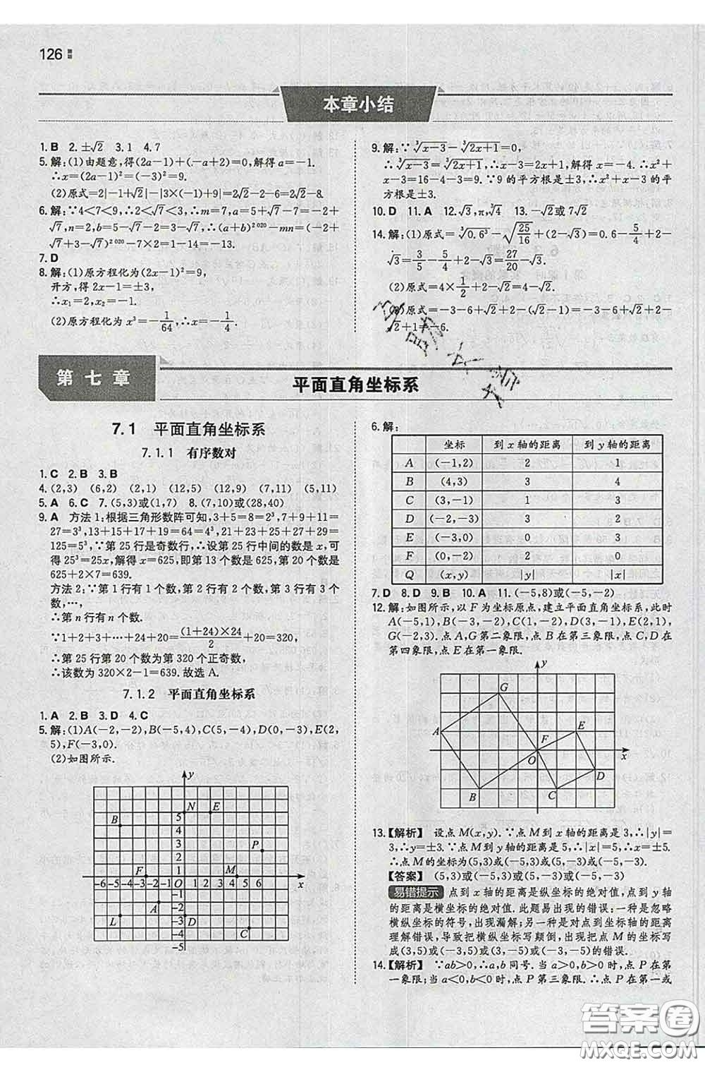 2020新版一本同步訓練初中數(shù)學七年級下冊人教版答案