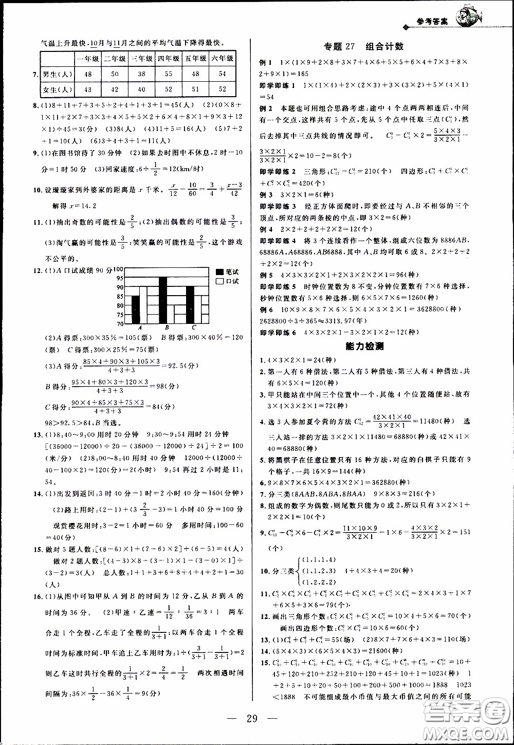 崇文教育2020年培優(yōu)新幫手?jǐn)?shù)學(xué)6年級(jí)參考答案