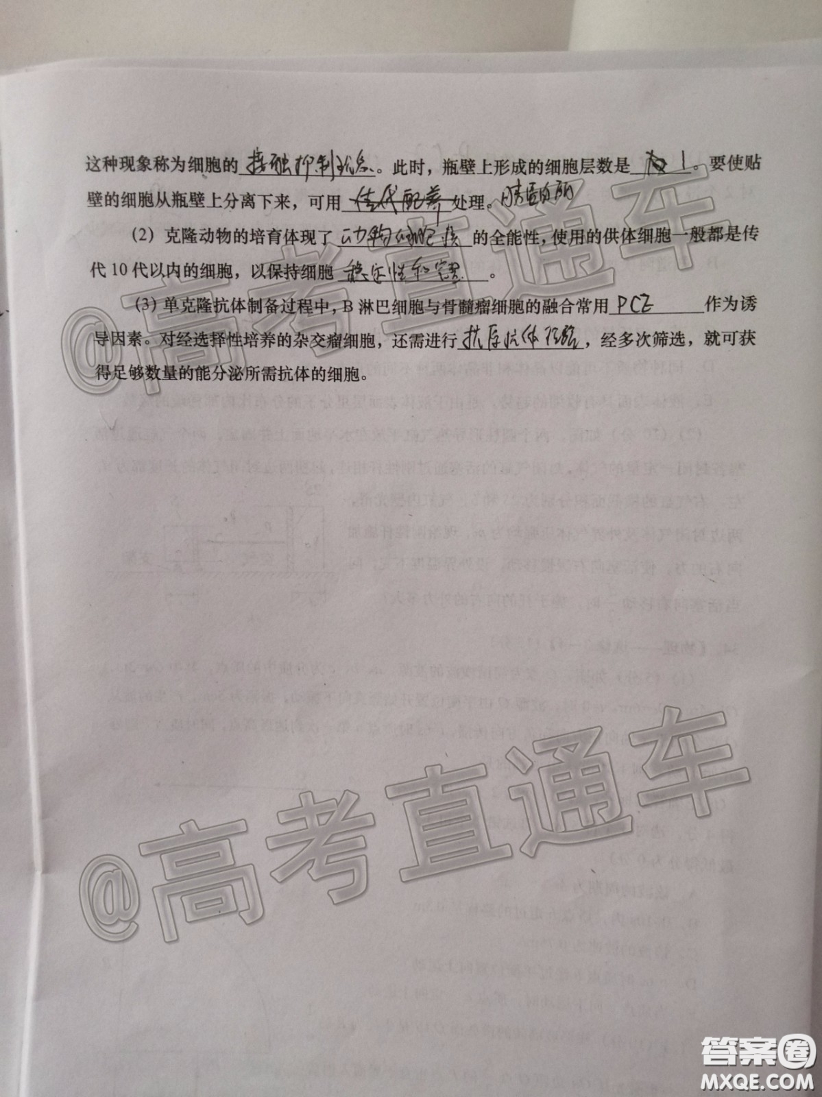 渭南市2020年高三教學(xué)質(zhì)量檢測(cè)二理科綜合試題及答案