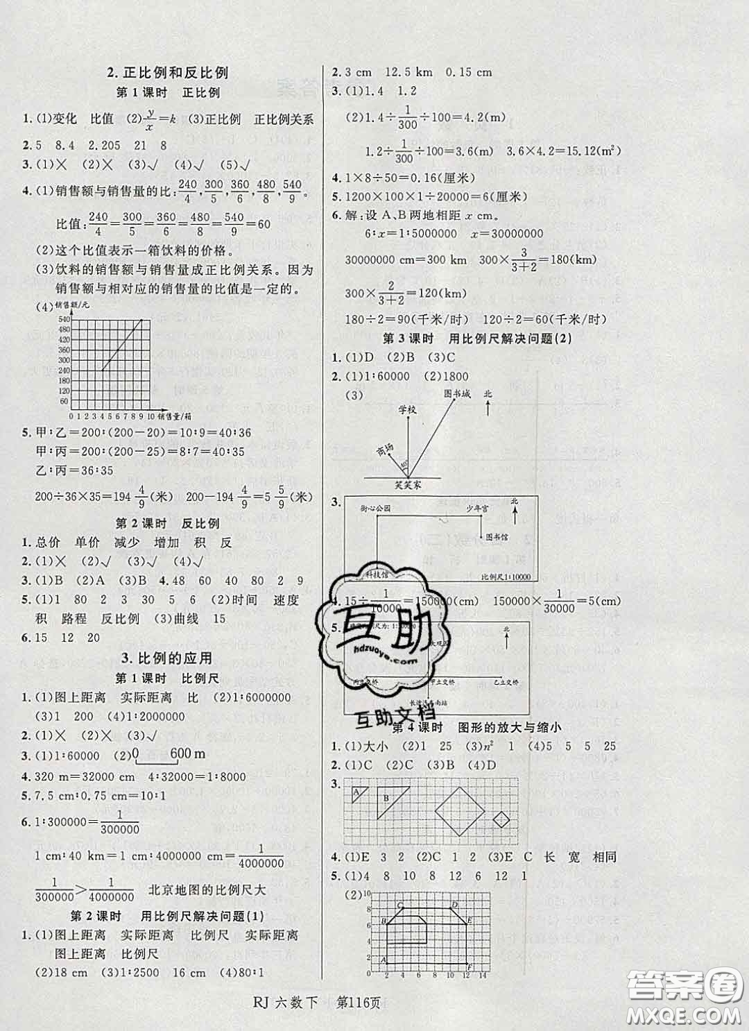 2020春品至教育小狀元隨堂手冊(cè)六年級(jí)數(shù)學(xué)下冊(cè)人教版參考答案