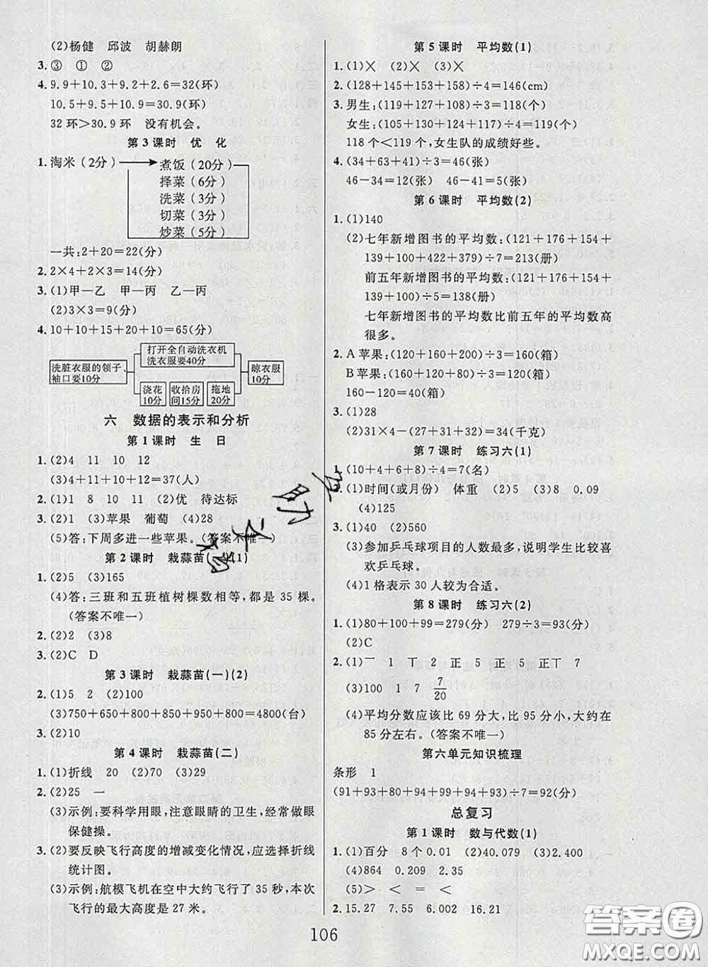 2020春品至教育小狀元隨堂手冊(cè)四年級(jí)數(shù)學(xué)下冊(cè)北師版參考答案