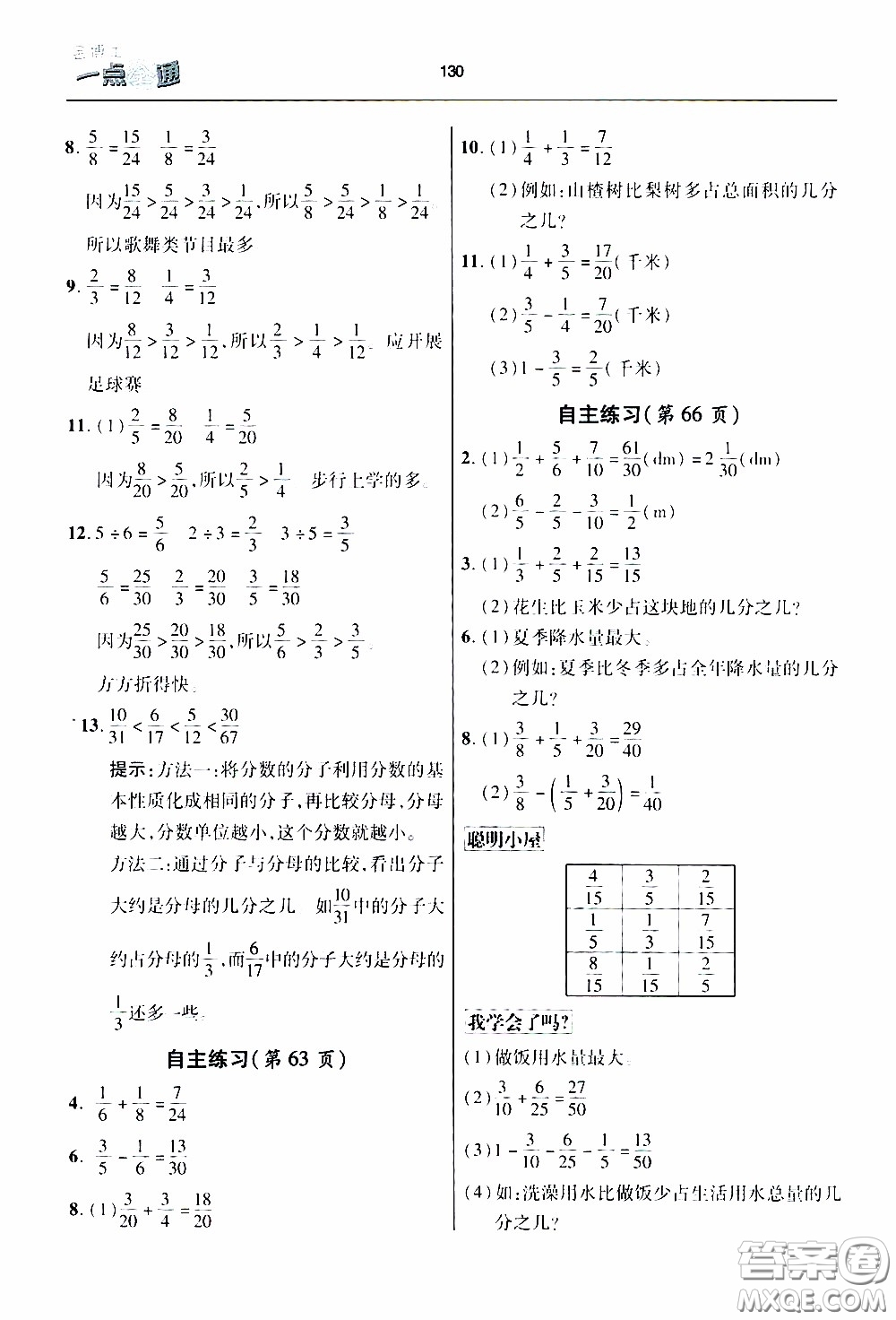 2020年金博士一點(diǎn)全通數(shù)學(xué)五年級(jí)下冊(cè)青島版參考答案