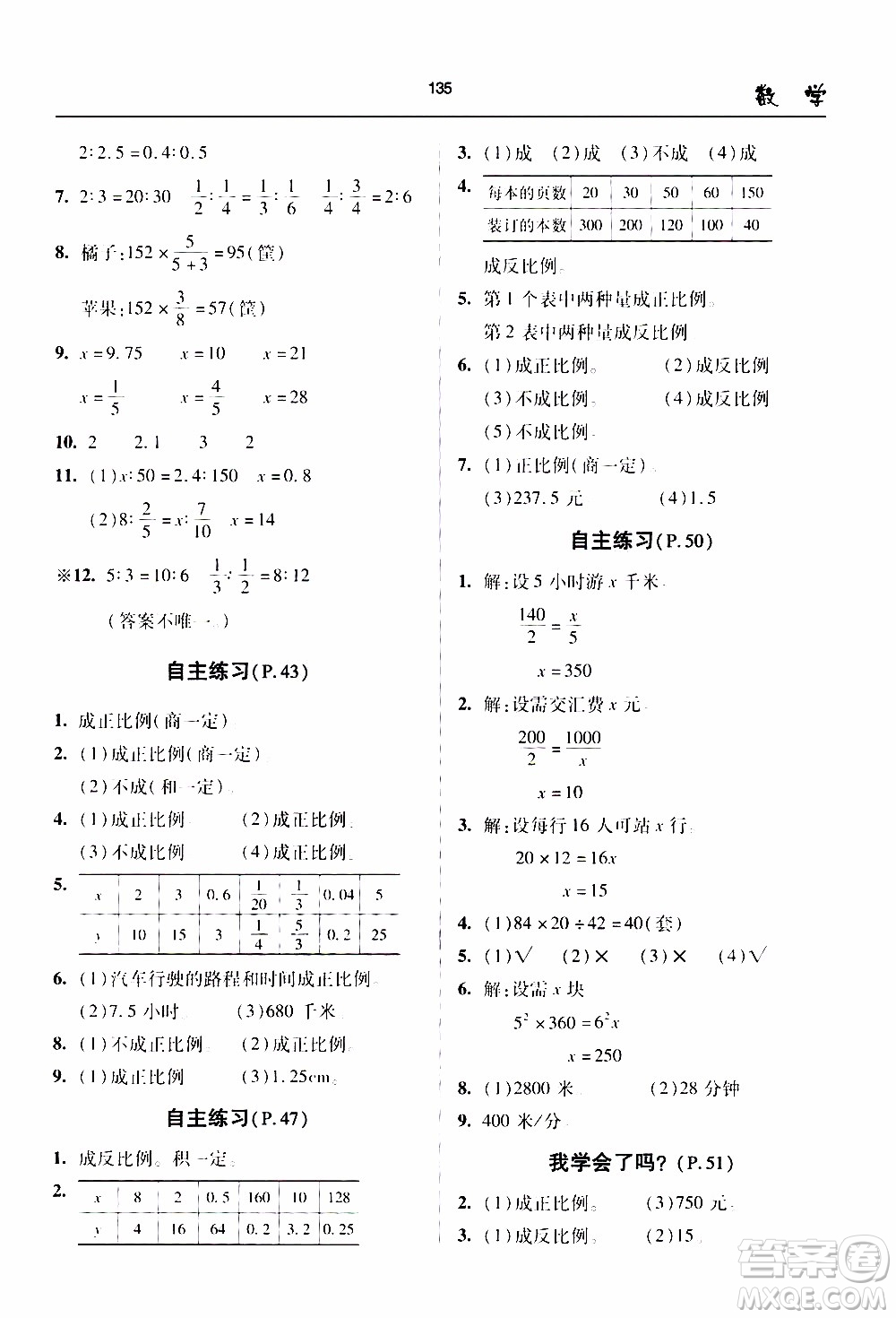 2020年金博士一點全通數(shù)學六年級下冊青島版參考答案