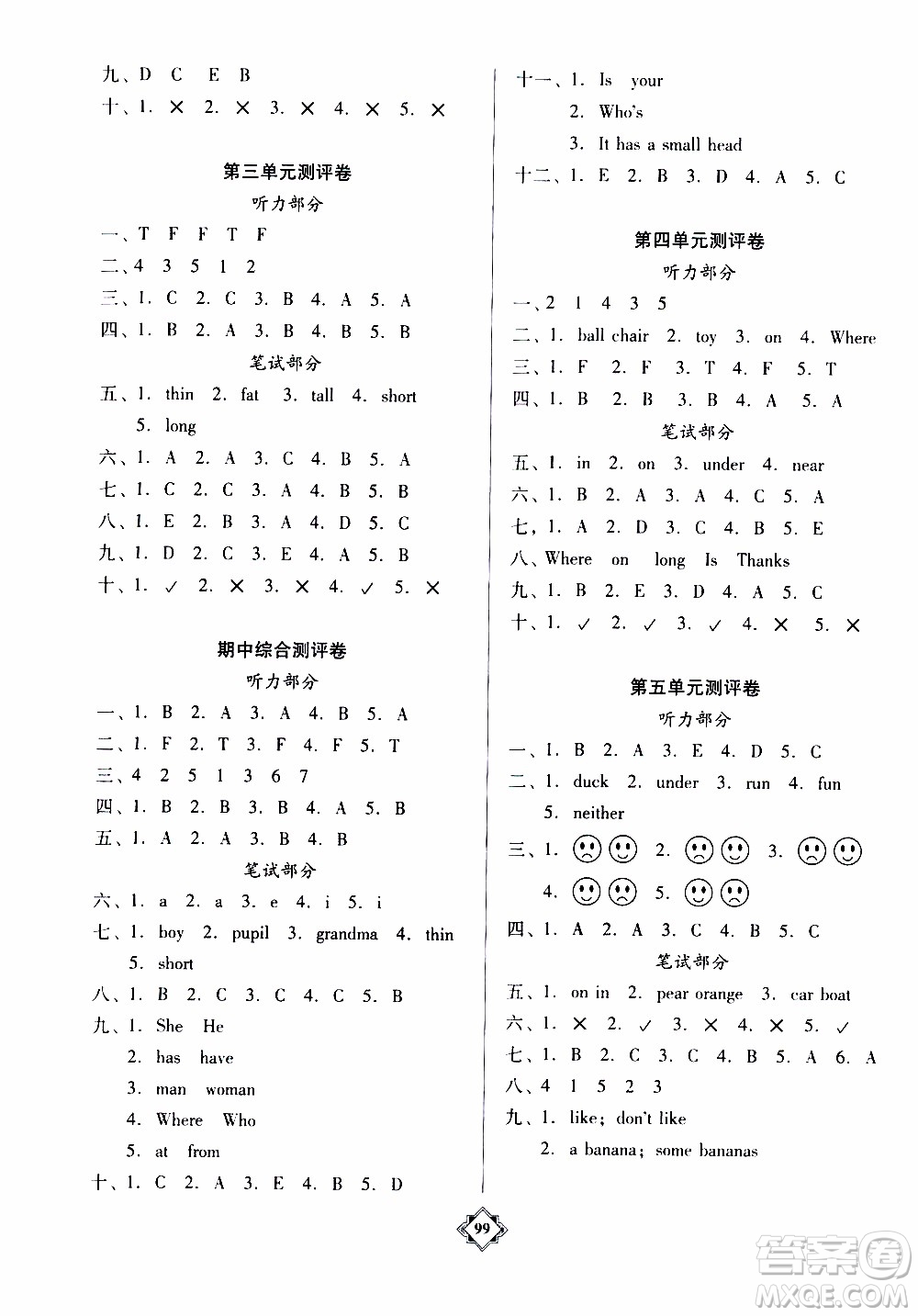 百年學(xué)典2020年金牌導(dǎo)學(xué)案三年級下冊英語人教PEP版參考答案