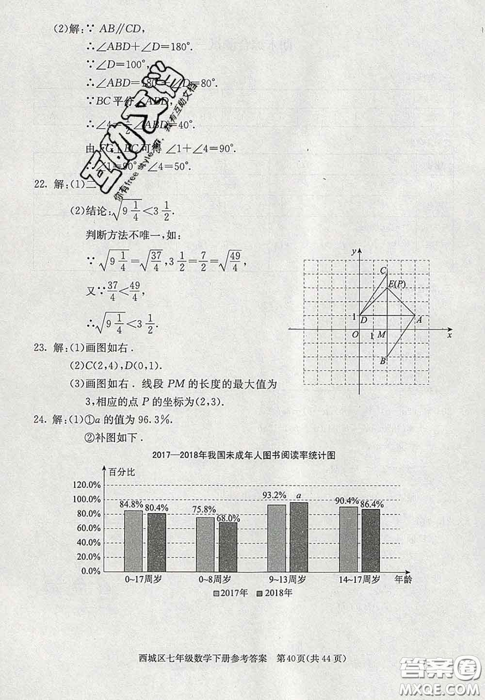 2020春北京西城學(xué)習(xí)探究診斷七年級數(shù)學(xué)下冊人教版答案