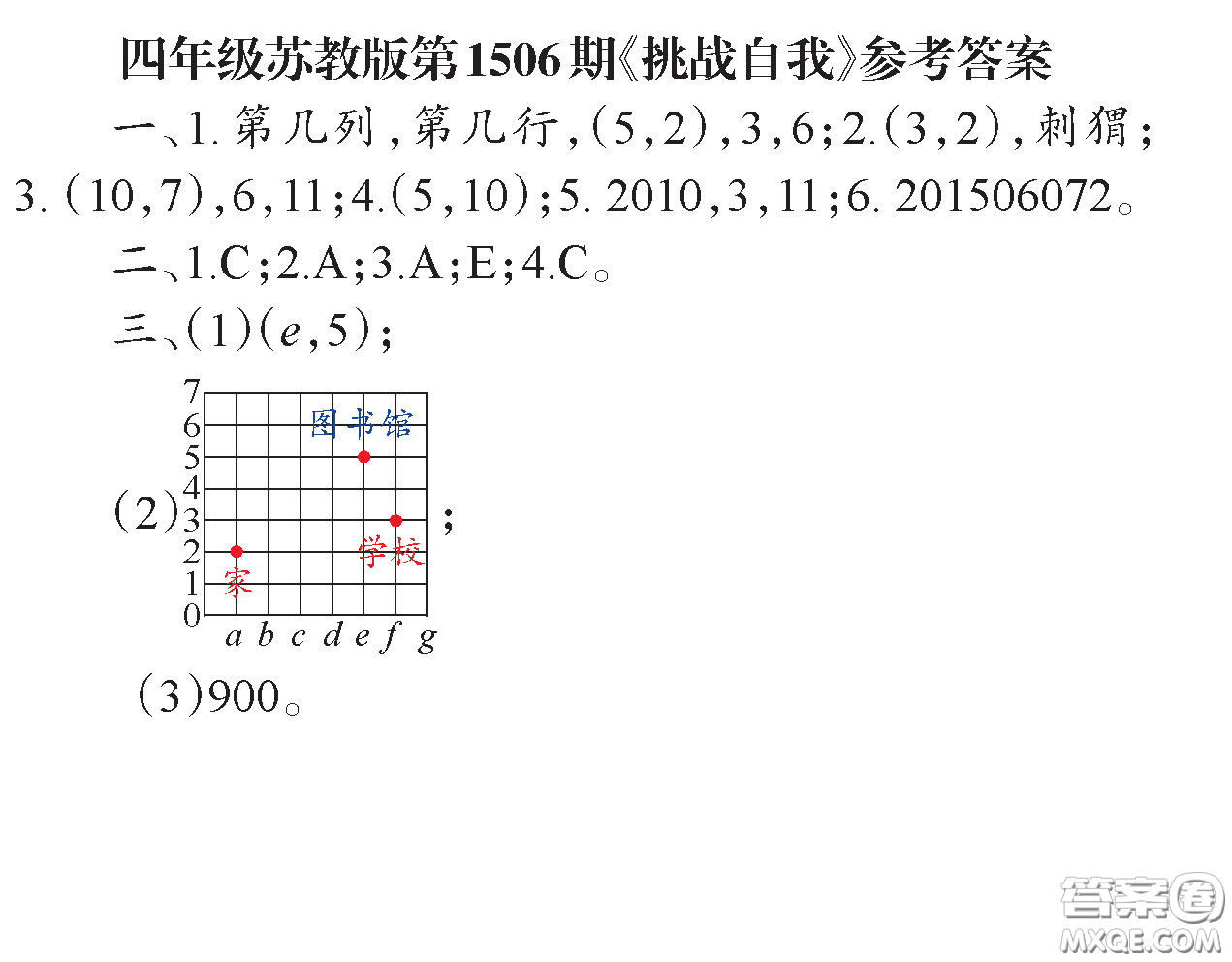 2020年小學生數(shù)學報四年級下學期第1506期答案