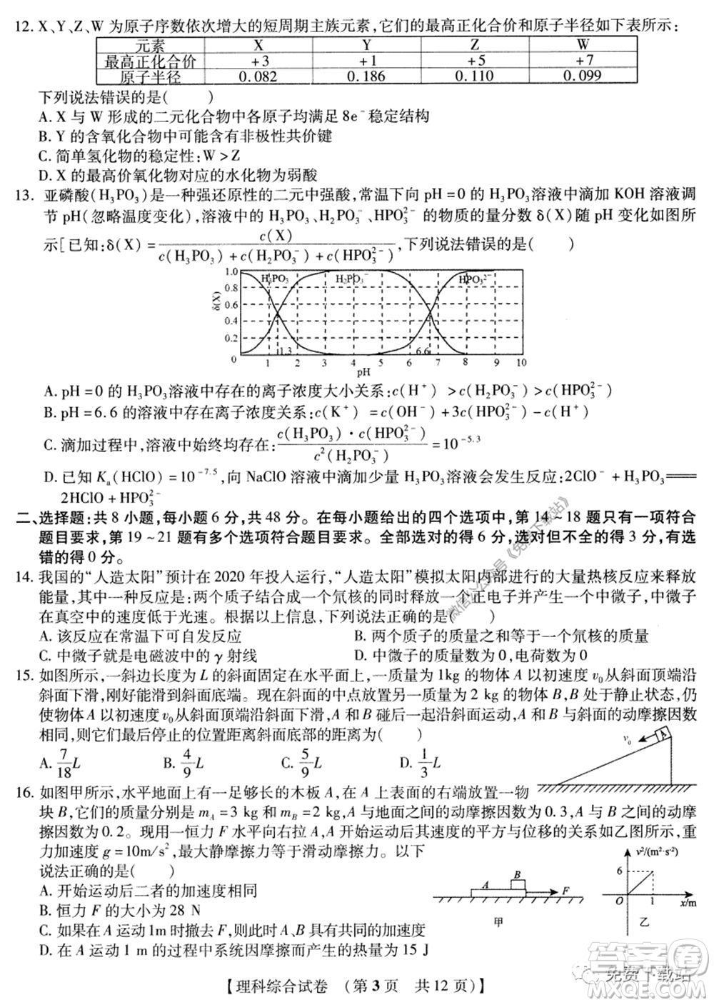 非凡吉?jiǎng)?chuàng)2020屆高三年級(jí)猜題大聯(lián)考試卷一理科綜合試題及答案