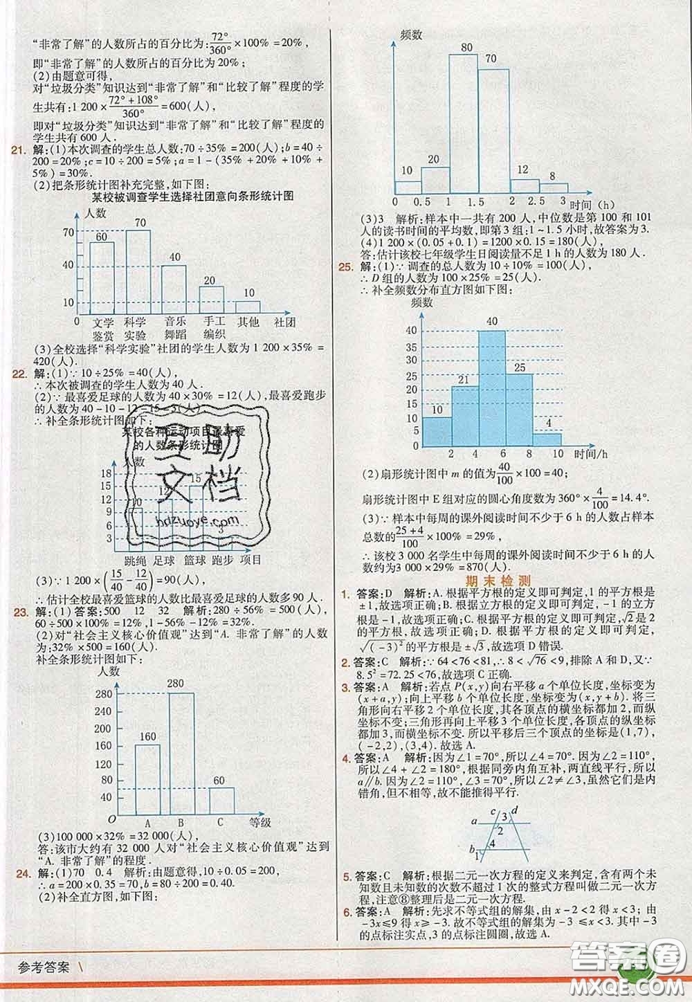 河北教育出版社2020春七彩課堂七年級數(shù)學(xué)下冊人教版答案