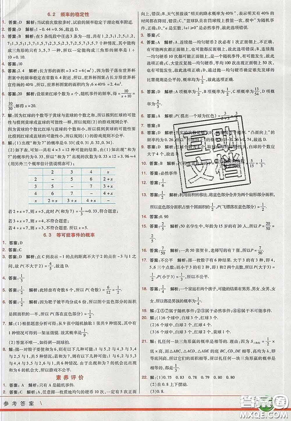 河北教育出版社2020春七彩課堂七年級數(shù)學下冊北師版答案