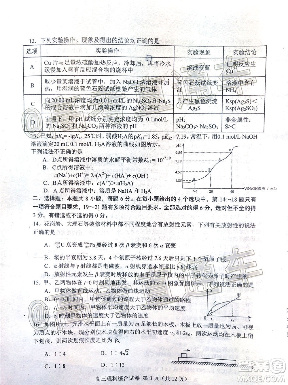 唐山市2019-2020學(xué)年度高三年級(jí)第一次模擬考試?yán)砜凭C合試題及答案