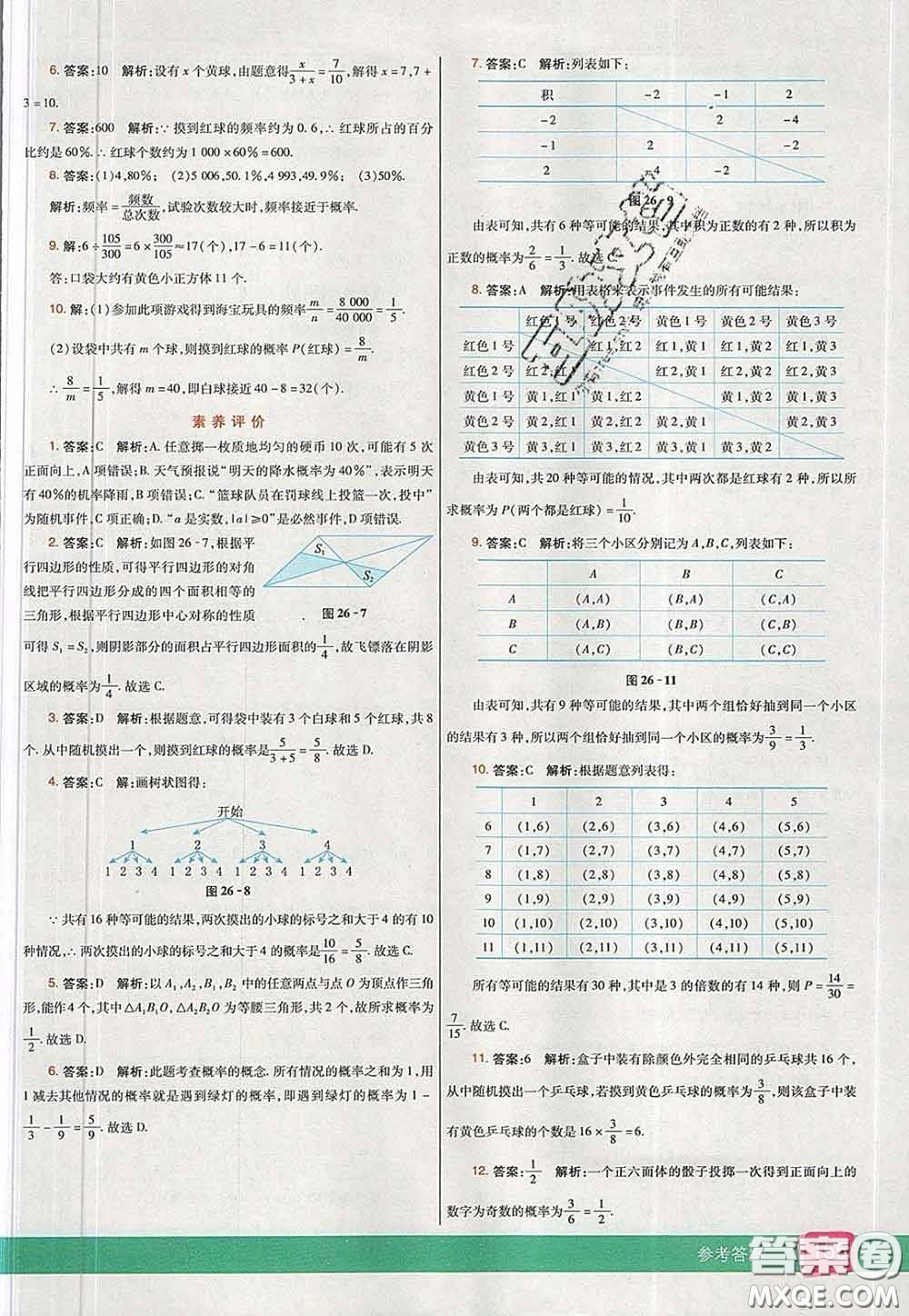 河北教育出版社2020春七彩課堂九年級(jí)數(shù)學(xué)下冊(cè)滬科版答案