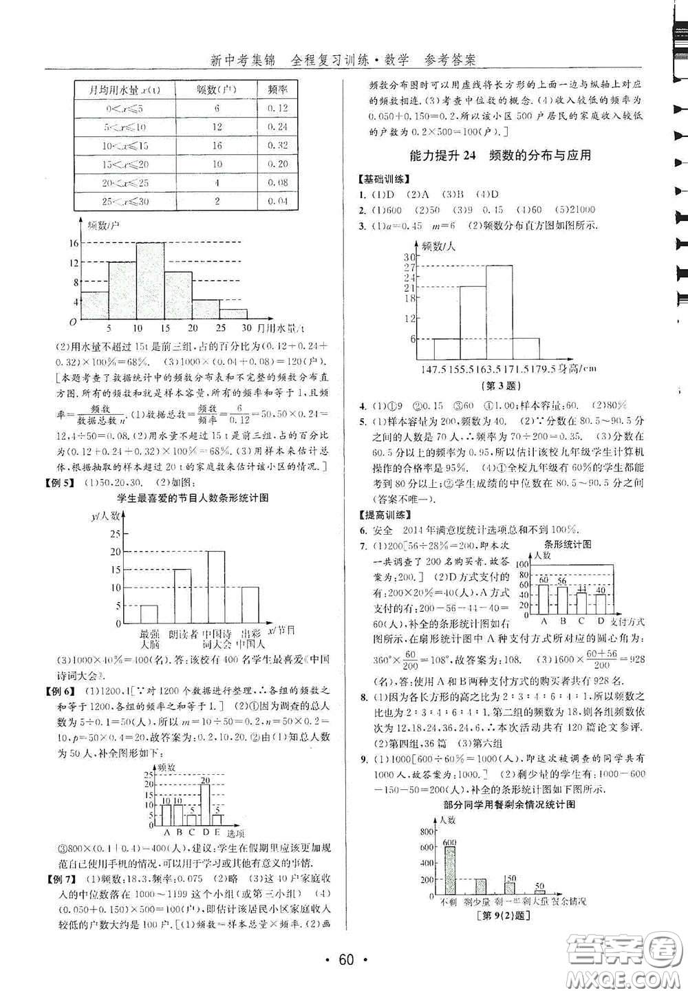 浙江人民出版社2020新中考集錦全程復(fù)習(xí)訓(xùn)練數(shù)學(xué)B本課后作業(yè)本答案