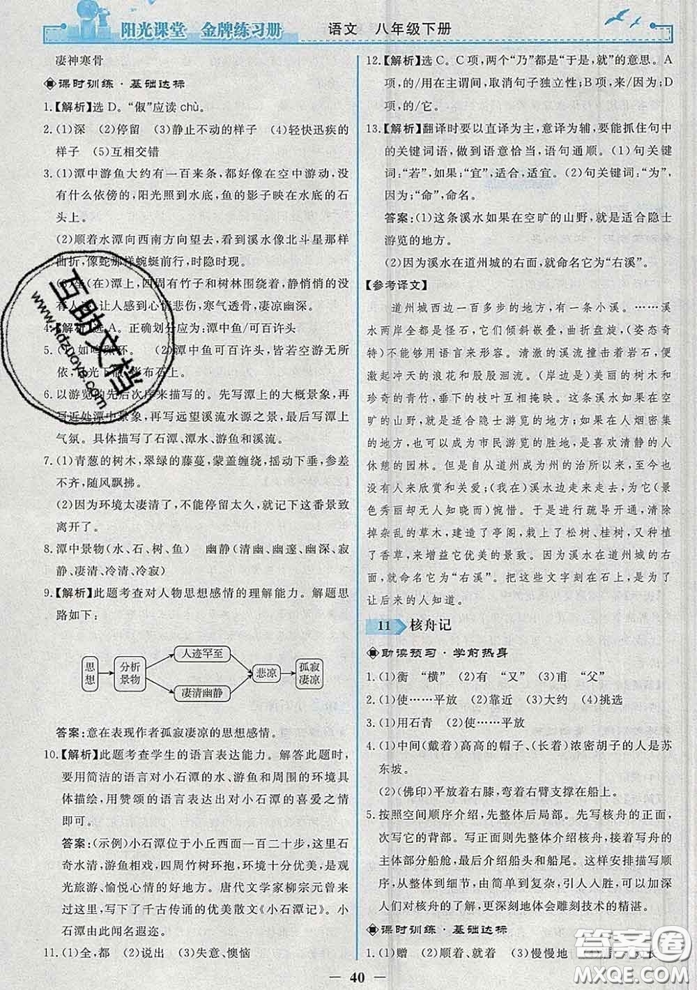 2020新版陽(yáng)光課堂金牌練習(xí)冊(cè)八年級(jí)語(yǔ)文下冊(cè)人教版答案