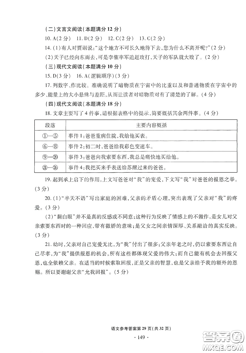 2020一本必勝中考語文模擬試題銀版答案