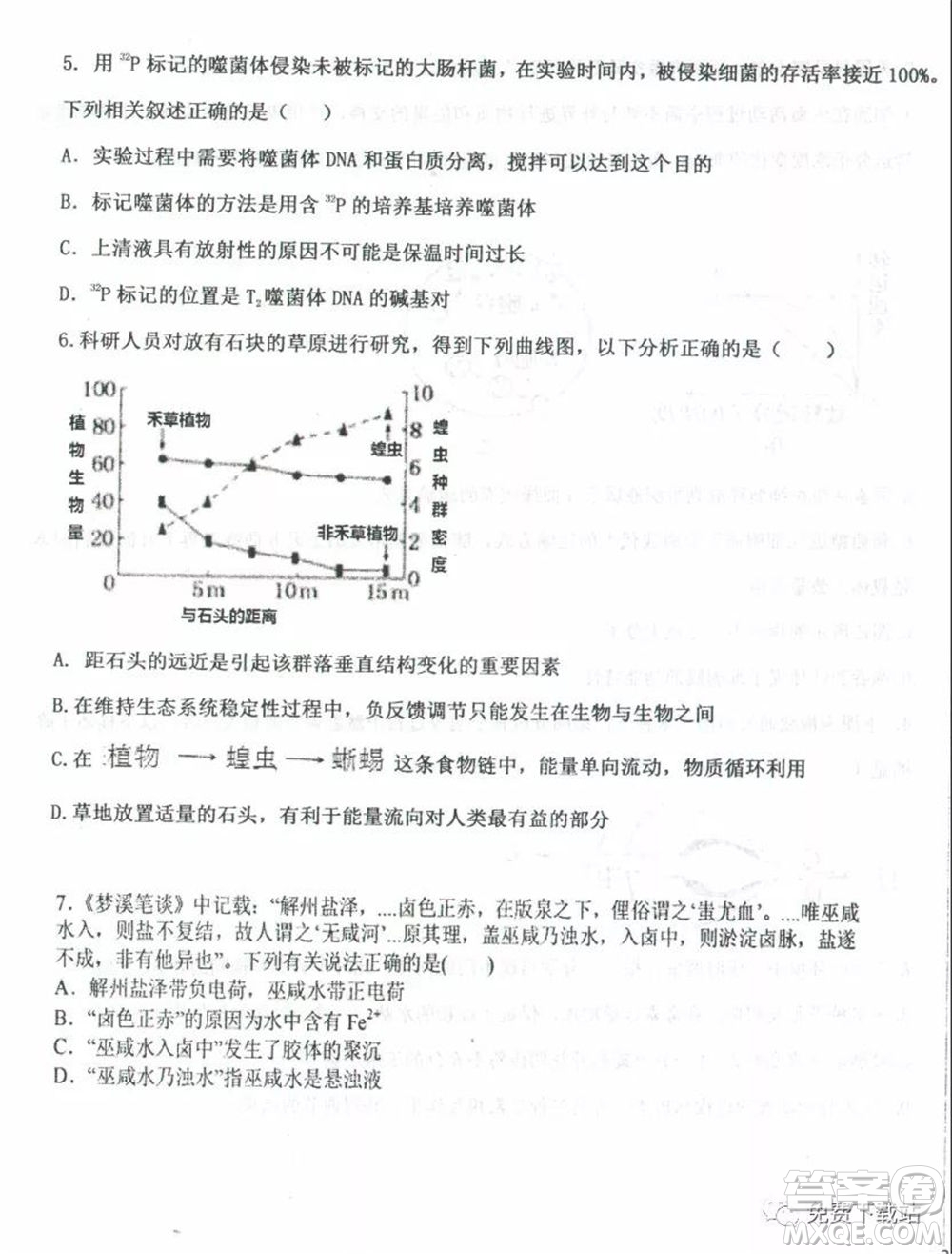 衡水中學2019-2020學年度高三年級下學期期中考試理科綜合試題及答案