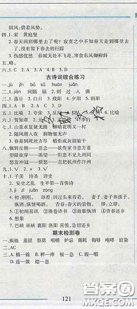 2020春名師助學(xué)系列細(xì)解巧練五年級(jí)語(yǔ)文下冊(cè)人教版答案