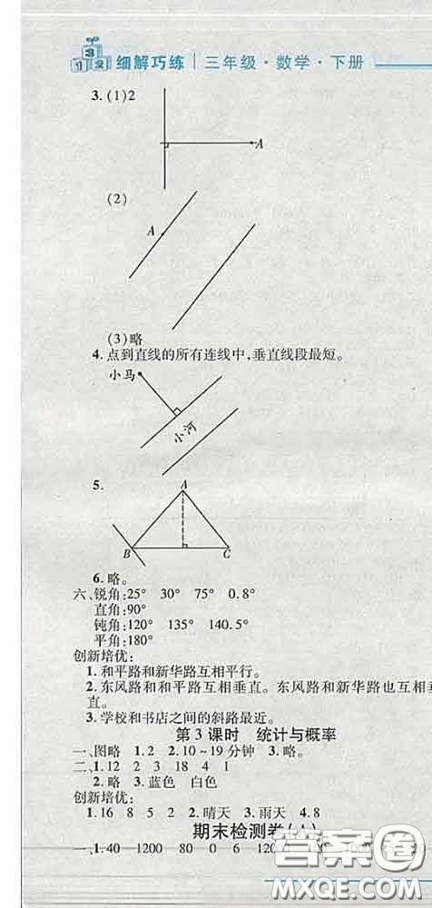 2020春名師助學(xué)系列細(xì)解巧練三年級數(shù)學(xué)下冊五四制答案