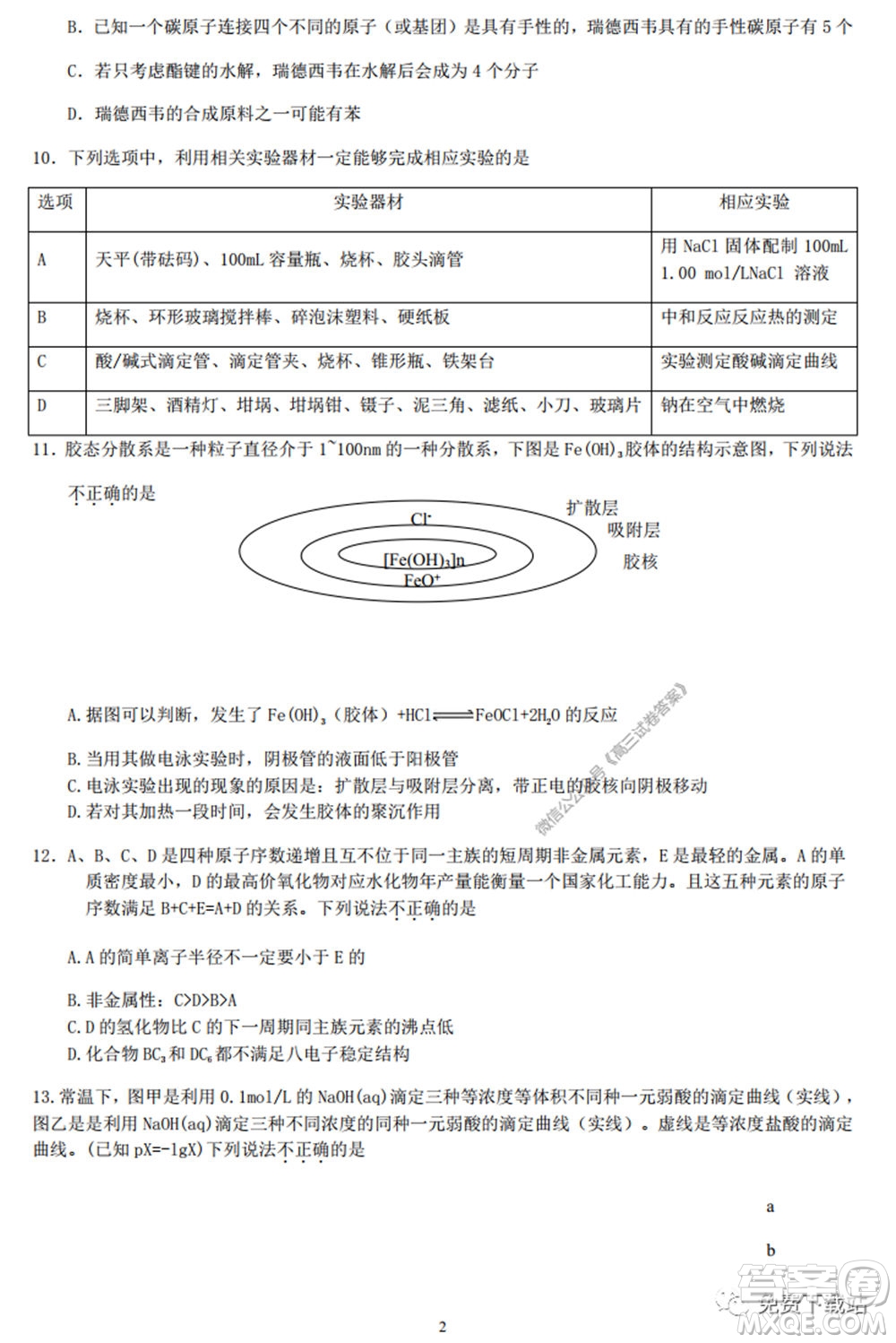 lvchem計(jì)劃2020屆高三5月押題預(yù)測(cè)卷理科綜合化學(xué)部分試題及答案