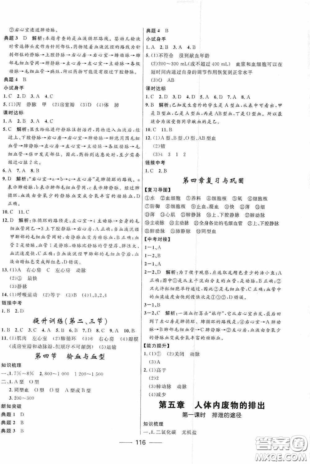 2020贏在起跑線上奪冠百分百新導(dǎo)學(xué)課時練七年級生物下冊人教版答案